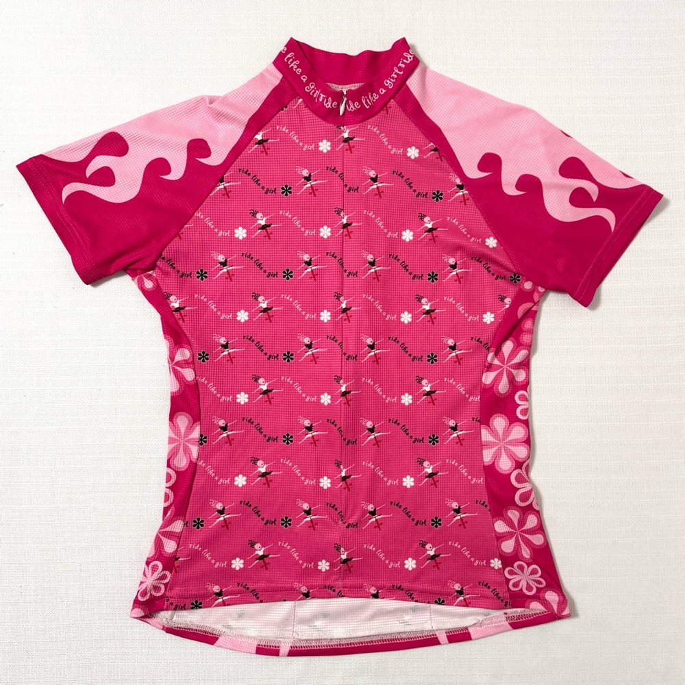 Terry Cycling Jersey Shirt Club Raglan Ride Like A Girl Pink Small Bicycle